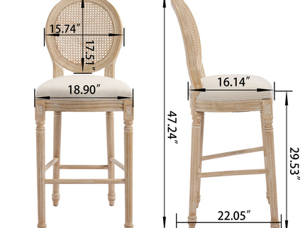 French Country Bar Chairs With Round Back (Set of 2)