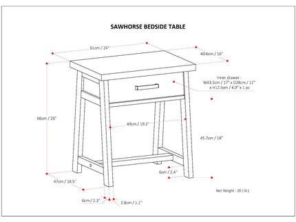 Sawhorse - Handcrafted Bedside Table