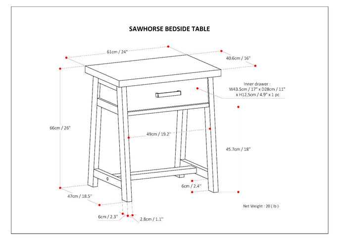 Sawhorse - Handcrafted Bedside Table