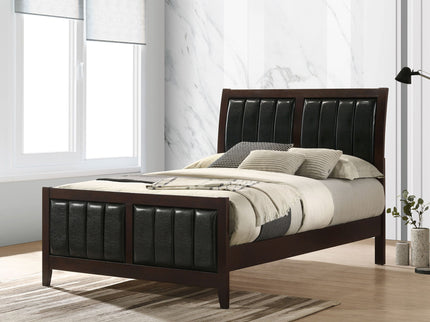 Full Panel Bed With Tufted Headboard Frame - Brown