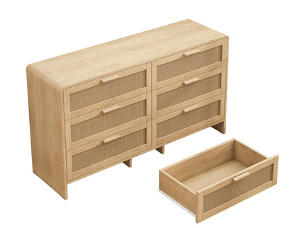 Modern Arc Shaped Corner Rattan Cabinet With 6 Drawers