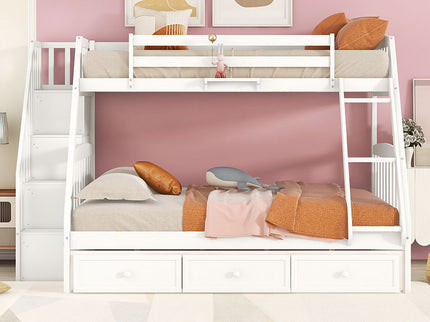 Bunk Bed With Drawers, Ladder And Storage Staircase