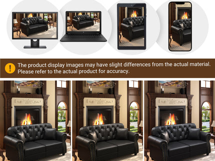 Sofa With Nailhead Trim And Rolled Armrests, Includes 1 Pillow - Black
