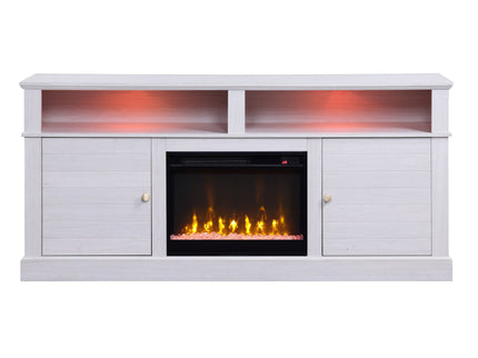 Terra - TV Stand Console With Fireplace - White Walnut