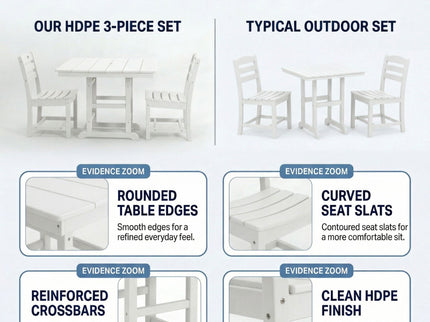 Outdoor Patio Dining Set, Square Table With Umbrella Hole And Armless Chairs