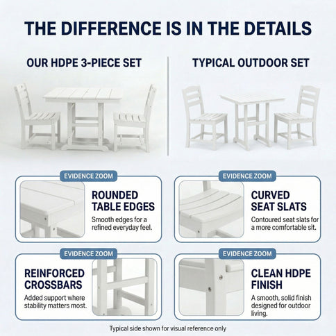 Outdoor Patio Dining Set, Square Table With Umbrella Hole And Armless Chairs