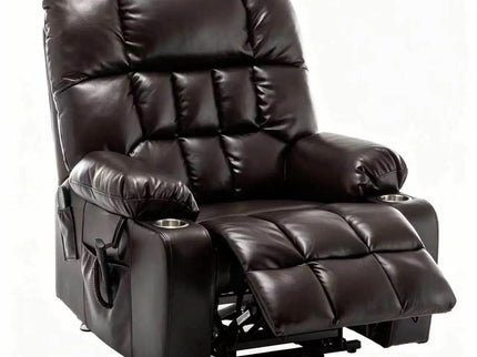 Lift Chair With Heat & Massage, 2 Pockets, 2 Cup Holders, Dual Remote - Wine Red