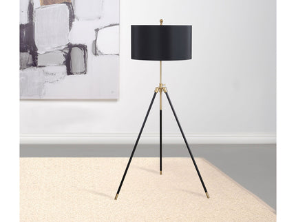 Tripod Drum Shade Floor Lamp With Rotary Switch - Black