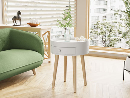 Nightstand With Storage Drawer, Bedside Table For Bedroom - White