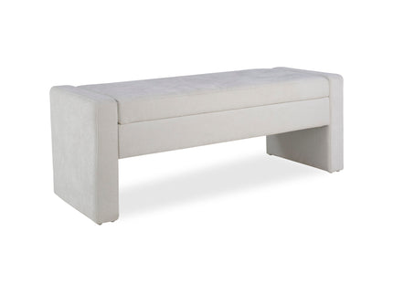 Upholstered Storage Bench With Tufted Seat, Ottoman For Living Room - White