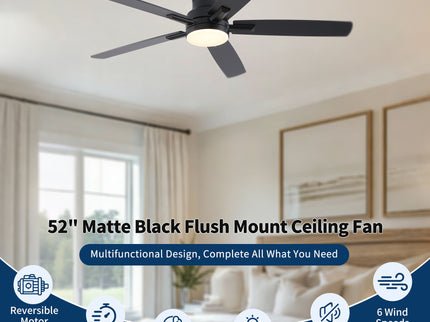 Mordern Flush Mount Ceiling Fan With Light And Remote Control