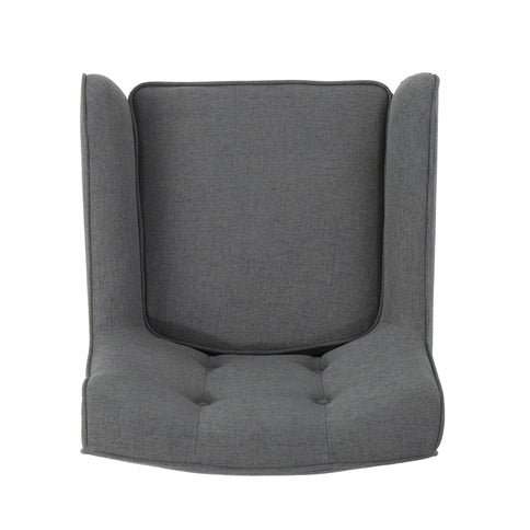 Modern Arm Chair With Tufted Back And Wooden Legs