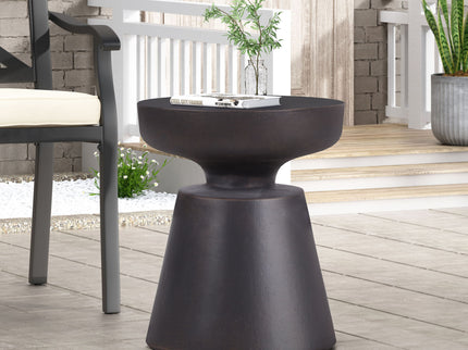 Outdoor Lightweight Concrete End Table With Half Sphere Top - Copper