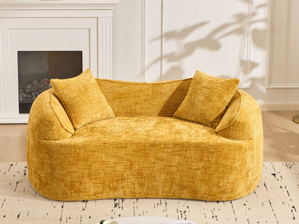 Curved 2 Person Compress Sofa With Armrests, Includes Pillows