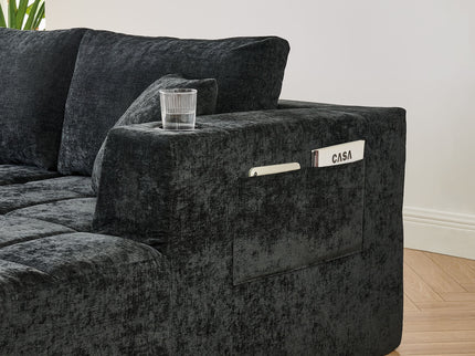 U - Shaped Sectional Sofa, Cup Holders & Side Pockets For Living Room