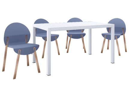 4 Piece Set Of Single Chairs With Long Table