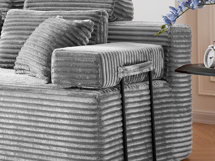 Sectional Sleeper Sofa & Storage Pockets, Modular Couch With Throw Pillows For Living Room