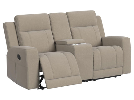 Slater - 3 Piece Upholstered Reclining Sofa Set And Built In Storage - Taupe