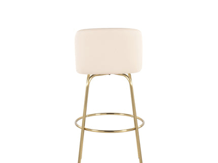 Toriano - Contemporary Fixed Height Barstool With Swivel And Round Footrest (Set of 2)
