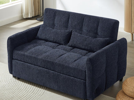Loveseat Sofa Pull-Out Bed With Adjustable Backrest, 3 USB Ports And 2 Lumbar Pillows For Living Room