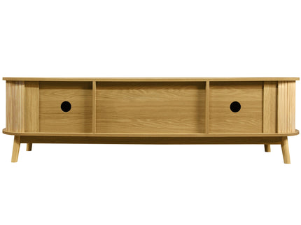Rattan TV Stand For Tvs Up To 75'', Modern Farmhouse Media Console, Entertainment Center With Legs, TV Cabinet For Living Room, Home Theatre - Natural Wood