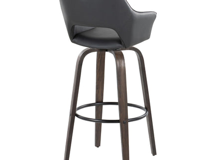 Mustang - Contemporary Fixed Height Barstool With Swivel With Round Footrest (Set of 2)
