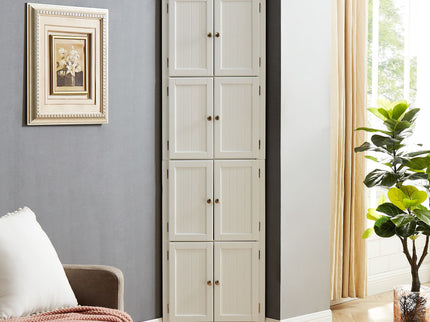 Tall Storage Cabinet With Doors And 4 Shelves For Living Room, Kitchen, Office, Bedroom, Bathroom, Modern