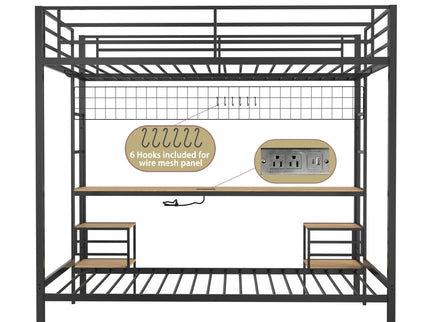 Ethan - Bunk Bed With Desk, Charging Station, Storage Shelves