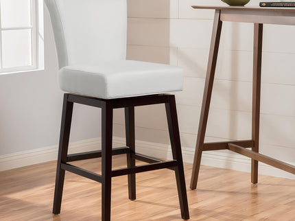 Quicksilvered - Upholstered Swivel Counter Stool With Wood Legs - Beige