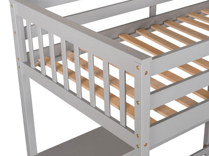 Loft Bed With Storage Shelves And Under Bed Desk
