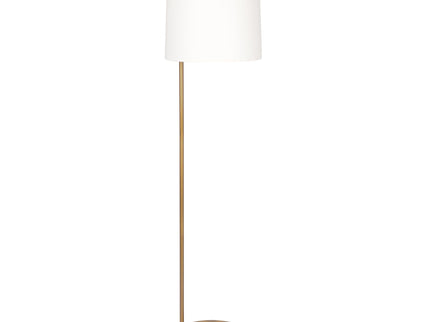 Zenith - Offset Base Floor Lamp With Drumshaped Linen Shade - Gold / White