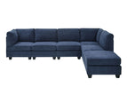 Blue / 2 Pc. L-Shape Sectional Sofa, Ottoman