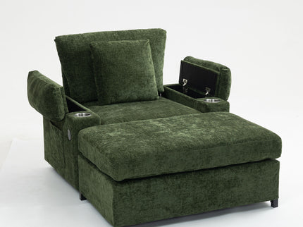 Fabric Sofa Bed With Cupholders And USB Charging Ports Chair For Living Room