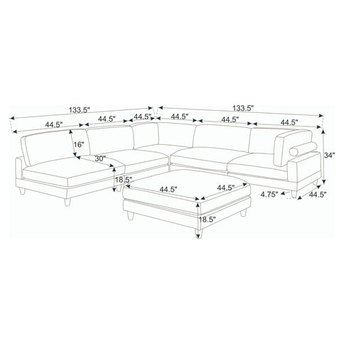 Modern Modular Sectional With Adjustable Back Support