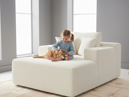 Convertible Chaise Lounge Chair With Wide Armrest & Throw Pillows