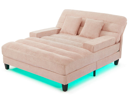 Chaise Bed Lounge Sofa Chair With Adjustable Backrest And LED Light Strip