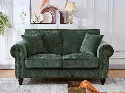 2 Seater Sofa With Rolled Arms, Tufted Upholstered Couch