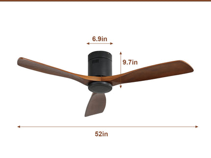 Low Profile Ceiling Fan DC, 3 Blade, Noiseless Reversible Motor, Remote Control