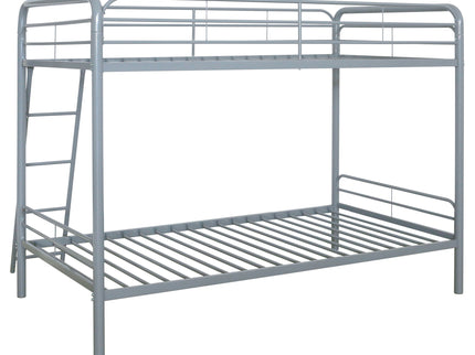 Long Beach - Twin Over Twin Bunk Bed With Built In Guardrails And Angled Ladder - Silver