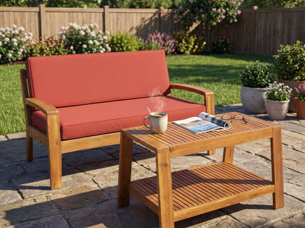 2 Piece Outdoor Conversation Set (Loveseat & Coffee Table With Water-Resistant Cushions)