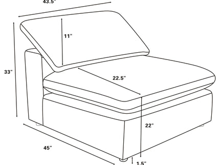 Segoura - Upholstered Armless Chair With Pillow Back, Living Room - Gray