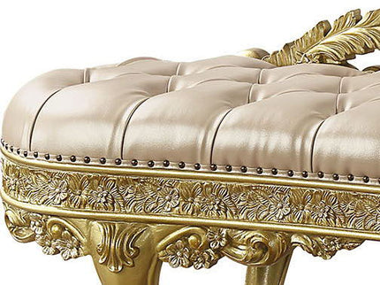 Cabriole - Synthetic Leather Bench - Gold