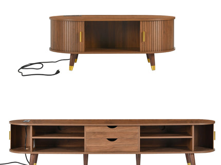 TV Stand & Coffee Table Set With Charging Station