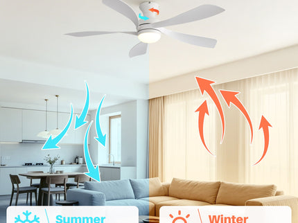 52" Ceiling Fan With 3 Color Dimmable LED Light, DC Reversible Motor, 6 Speed Settings