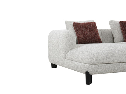 Mardi - Tweed Sectional Sofa With 3 Pillows - Maroon / Beige