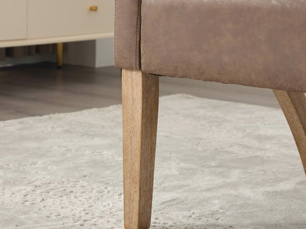 Upholstered Open Back Armchair With Weathered Rubberwood Legs