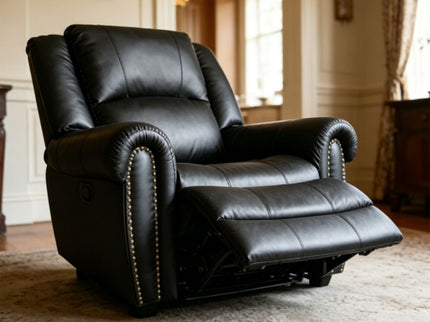 Electric Elderly Chair With 360° Swivel, Manual Button Control, Soft Plush Armchair For Living Room - Black