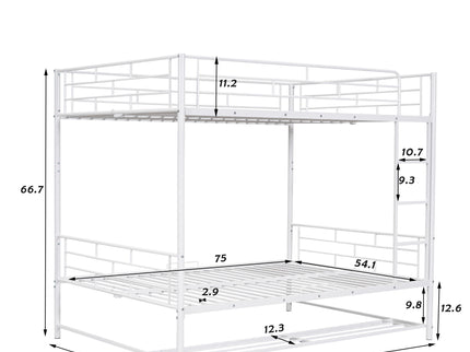 Metal Bunk Bed With Shelf And Guardrails