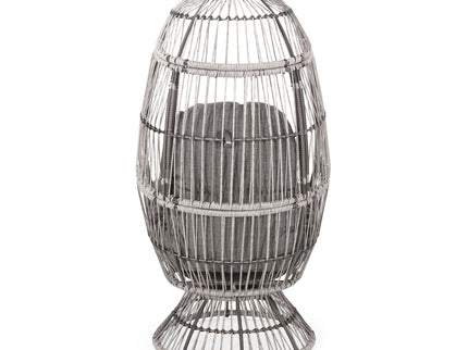 Patio Swivel Basket Egg Chair With Cushion