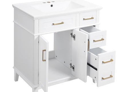 Modern Bathroom Vanity With Ceramic Sink, Soft Close Storage Cabinet